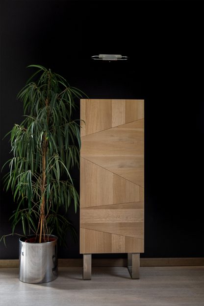 Meuble vertical chêne massif piétement inox brossé meuble bois naturel écologique